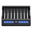 Xtar nyolccsatornás 18650 VC8S USB Lithium-Ion Li-Ion akkumulátor/cella töltő/adapter