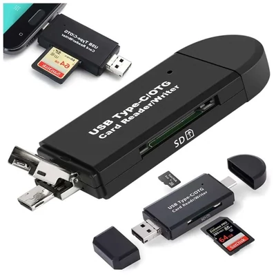 MicroUSB / USB-C / USB-A (USB 2.0) SD / microSD memóriakártya olvasó / kártyaolvasó adapter