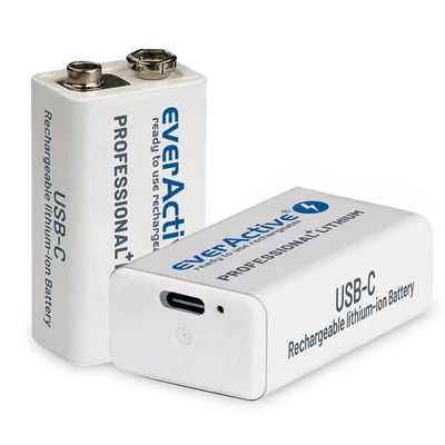 EverActive EVHR22-550 9V PP3 MN1604 Transistor 500mAh Li-Ion USB-C tölthető elem/akkumulátor