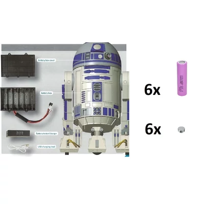 DeAgostini R2-D2 akkumulátor csomag - 6db Samsung 18650 3.7V 2600mAh ICR18650-26H 26J Li-ion cella hézagoló mágnessel