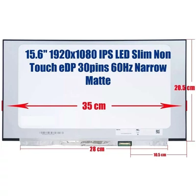 InnoLux 15.6" LCD monitor IPS panel NV156FHM-N62 V8.1 1920x1080 FULL HD eDP 30 pin matt 350mm 2.6mm vastag kijelző