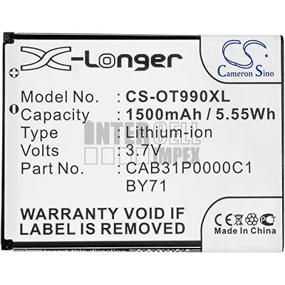 Alcatel One Touch CAB31P0000C1 series 3.7V 1500mAh 5.55Wh Li-ion mobiltelefon akku/akkumulátor