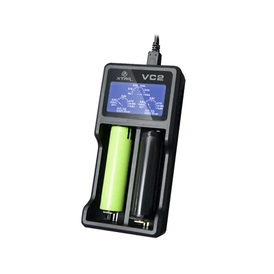 Xtar kétcsatornás 18650 VC2 USB Lithium-Ion Li-Ion akkumulátor/cella töltő/adapter