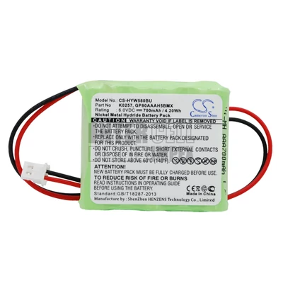 Honeywell 5800RP K0257 series 55111-05 GP80AAAH5B3BMX 6V 700mAh 4.2Wh Ni-Mh utángyártott wireless repeater akku/akkumulátor