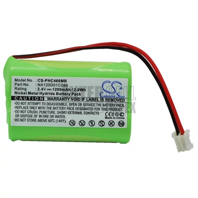 Philips Avent SBC466 SBC-S477 SBC-S484 SBC-SC466 SBC-SC477 SBC-SC484 SBC-SC487 SCS-SC477 series 310412893522 NA120D01C089 2.4V 1200mAh 2.90Wh NiMh bébiőr akkumulátor utángyártott