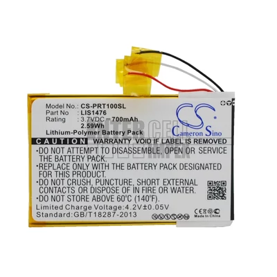 Sony PRS-T1 PRS-T2 PRS-T3 PRS-T3E PRS-T3S series 1-853-104-11 LIS1476 LIS1476MHPPC(SY6) 3.7V 700mAh 2.59Wh Li-Polymer E-book reader/könyvolvasó akkumulátor utángyártott
