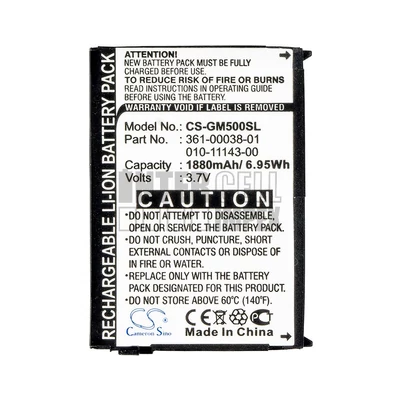 Garmin Aera 500 510 550 560 Nuvi 500 510 550 Zumo 220 600 650 660 660LM series 010-11143-00 361-00038-01 3.7V Li-ion 1880mAh / 6.96Wh GPS akkumulátor utángyártott