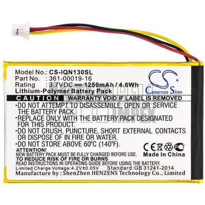 Garmin Nuvi 1300 1340T Pro 1350 1350T 1370 1370T 1375T 1390 1390T 1490 series 361-00019-12 361-00019-16 3.7V Li-Polymer 1250mAh / 4.63Wh GPS akkumulátor utángyártott