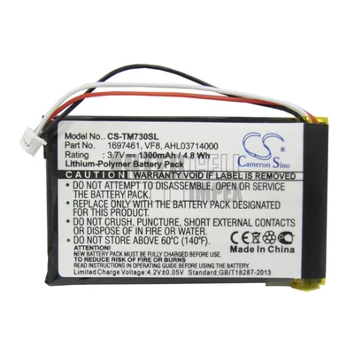 TomTom Go 530 Live Go 630 630T 720 730 730T 930 930T GO530(4CH5.000.00) SatNav series 1697461 AHL03714000 VF8 3.7V Li-Polymer 1300mAh / 4.81Wh GPS akkumulátor utángyártott