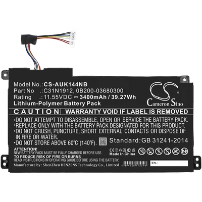 Asus VivoBook 14 E410MA E510MA series C31N1912 0B200-03680300 11.55V 3400mAh 40Wh 3 cella notebook/laptop akku/akkumulátor