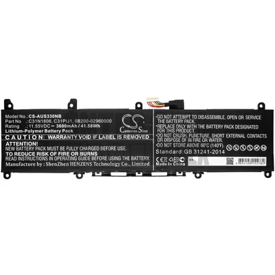 ASUS VivoBook S13 S330FA S330FN S330UA S330UN S330 X330FA X330FN X330FL X330UA X330UN series C31N1806 C31PIJ1 0B200-02960000 0B200-03030000 0B200-03030100 11.55V 3600mAh 42Wh 3 cella notebook/laptop akku/akkumulátor utángyártott