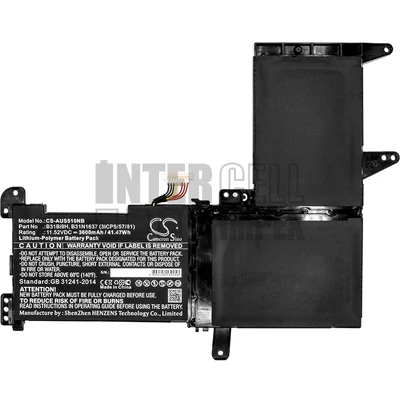 Asus VivoBook S15 S510 S510UN S510UQ X510 X510UA X510UF X510UN X510UQ X510UR-3B K510UR series B31N1637 11.52V 3600mAh 41Wh 3 cella notebook/laptop akku/akkumulátor utángyártott