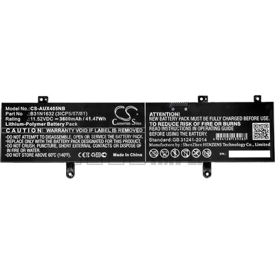 Asus Zenbook X405 X405UA X405UQ X405UR series B31N1632 11.52V 3600mAh 42Wh 3 cella notebook/laptop akku/akkumulátor utángyártott
