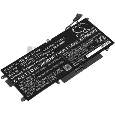 Dell Latitude 5289 12 5289 E5289 L3180 N003L7390-C-D1606FTCN N012L7390-C-D1706FTCN series 6CYH6 725KY K5XWW N18GG 7.6V 7750mAh 58.90Wh Li-Polymer notebook/laptop akku/akkumulátor utángyártott