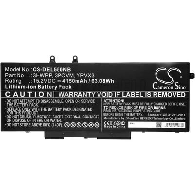 Dell Latitude 15 5510 5511 14 5410 5401 5411 series 3HWPP 3PCVM YPVX3 JG75F 15.2V 4150mAh 63Wh 4 cella fekete notebook/laptop akku/akkumulátor utángyártott