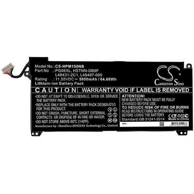 HP Omen 15-DH0000NA 15-DH0000NX 15-DH0001NS series PG06XL HSTNN-DB9F L48431-2C1 L48497-005 11.55V 5600mAh 65Wh 6 cella fekete notebook/laptop akku/akkumulátor utángyártott