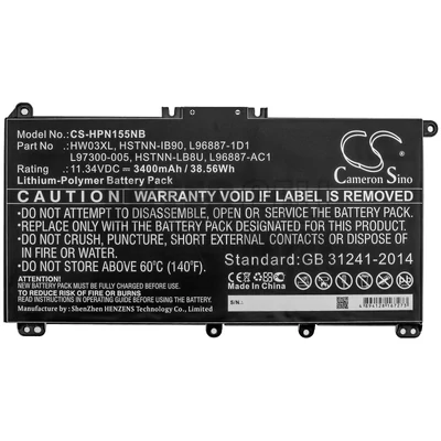 HP Pavilion 15-EG 15-EH 17-CP series HSTNN-IB90 HSTNN-IB9O HSTNN-LB8U HSTNN-OB2A HW03XL L96887-1D1 L96887-421 L96887-AC1 L97300-005 11.34V 3400mAh 39Wh 3 cella cella fekete notebook/laptop akku/akkumulátor utángyártott