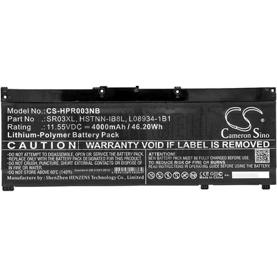 HP SR03XL Pavilion Gaming 15-CX0000 Envy x360 15-CN0000 series L08934-1B1 L08855-855 HSTNN-IB8L 11.55V 4000mAh 46Wh 3 cella fekete notebook/laptop akku/akkumulátor utángyártott