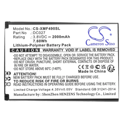 Xiaomi F490 4G series DC027 3.8V 2000mAh 7.6Wh modem hotspot router utángyártott akku/akkumulátor