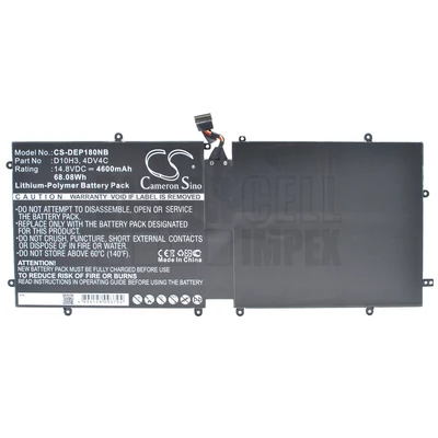 Dell XPS 18 1810 1820 series 4DV4C D10H3 14.8V 4600mAh 68Wh 4 cella fekete tablet akku/akkumulátor utángyártott