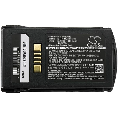 Motorola Symbol Zebra MC3200 MC3300 MC32N0 series BTRY-MC32-01-01 BTRY-MC32-52MA-01 BTRY-MC33-52MA-01 3.7V 6800mAh 25Wh vonalkód olvasó/adatrögzítő akku/akkumulátor