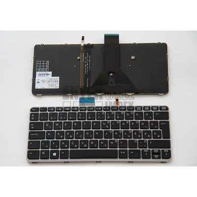 HP EliteBook Folio 1020 G1 G2 series háttérvilágítással (backlit) fekete (ezüst keret) magyar (HU) laptop/notebook billentyűzet