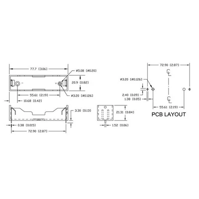 Li-ion 18650 akku/akkumulátor tartó/fészek 1 cellás