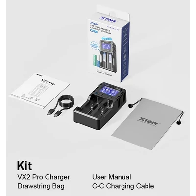 Xtar VX2 PRO 18650 Lithium-Ion Li-Ion kétcsatornás akkumulátor/cella USB-C töltő
