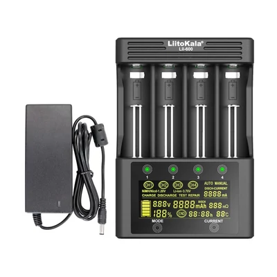 LiitoKala Lii-600 négycsatornás 18650 LCD Lithium-Ion Li-Ion akkumulátor/cella töltő