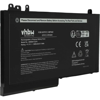Dell 09P402 0JY8D6 05TFCY 0PYWG 0RDRH9 11.1V 3400mAh Li-Polymer notebook/laptop akku/akkumulátor utángyártott