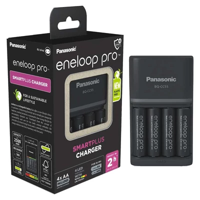 Panasonic Eneloop Pro BQ-CC55E gyorstöltő + 4db AA 2500mAh Pro akkumulátor