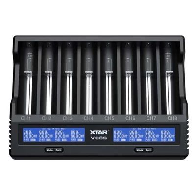 Xtar nyolccsatornás 18650 VC8S USB Lithium-Ion Li-Ion akkumulátor/cella töltő/adapter