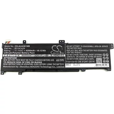Asus K501LX-DM073H 11.1V 4200mAh 47Wh 3 cella fekete notebook/laptop akku/akkumulátor utángyártott