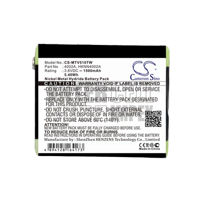 Motorola 56315 series 3.6V 1500mAh 5.40Wh Ni-Mh walkie talkie akku/akkumulátor