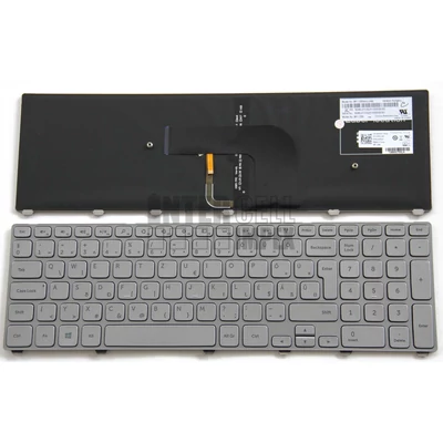 Dell Inspiron 17-7737 17-7746 series háttérvilágítással (backlit) ezüst magyar (HU) laptop/notebook billentyűzet
