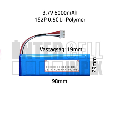 JBL Charge 3 (2016) GSP1029102A 3.7V 6000mAh 29mm x 98mm Li-Polymer akku/akkumulátor