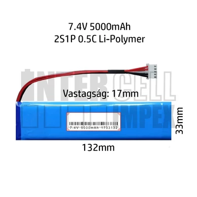 JBL Xtreme series GSP0931134 7.4V 5000mAh 37Wh Li-polymer hordozható hangszóró akkumulátor utángyártott