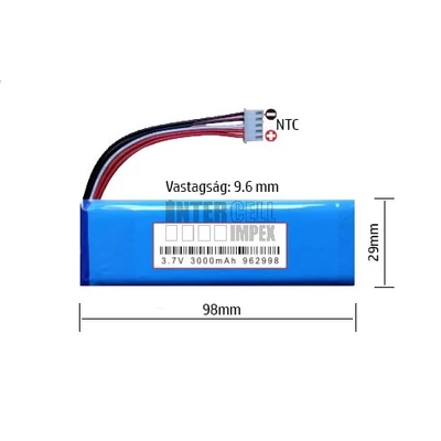 JBL Flip 4 series GSP872693 01 3.7V 3000mAh 11.10Wh Li-polymer hordozható hangszóró akkumulátor utángyártott