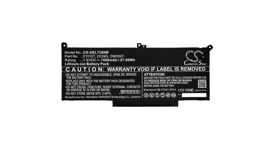 Batterie F3YGT Pour Dell Latitude 12, 13 Et 14 - Modèles 7000 Series 7280 7290 7380 7390 7480 7490 60wh 2
